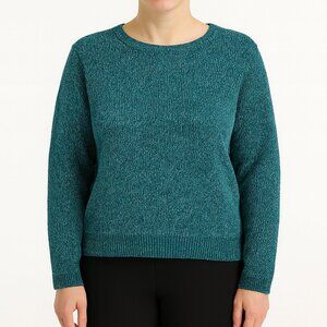 🩵 Serpentine Teal Chenille Knit Sweater – Women’s Size Large
